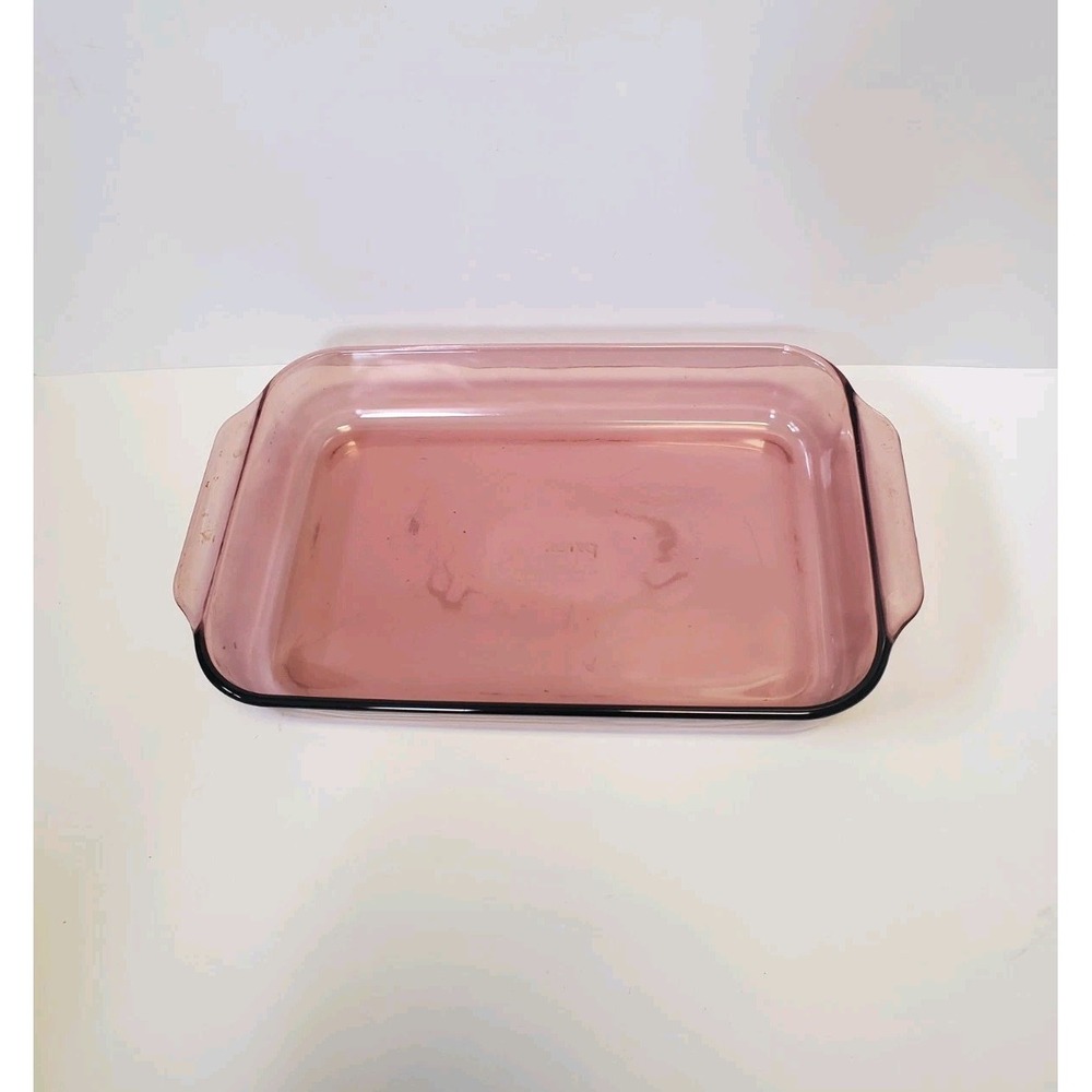Pyrex Corning Cranberry 233-R Casserole Baking Dish Glass Pan 13x9x2 3 Qt 3L